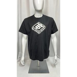 NWT! Burberry Ellison Diamond Logo T-Shirt 'Black LARGE